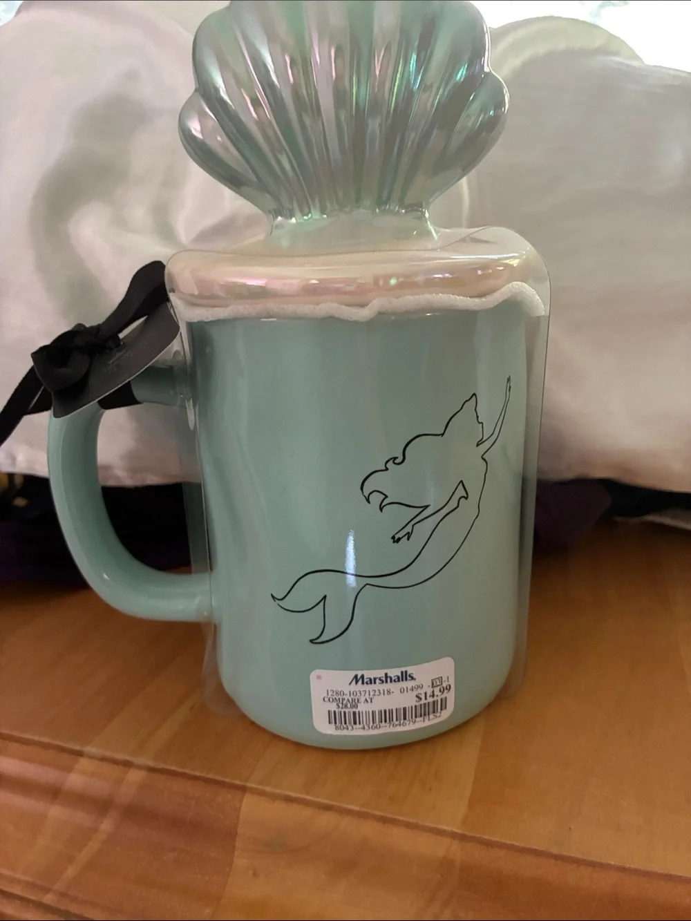 Rae Dunn Aqua 'Part of Your World' Mermaid Shell Lid Mug
